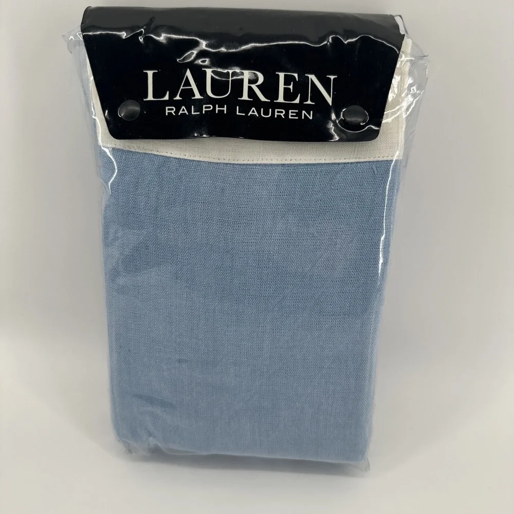 $135 Lauren Ralph Lauren Joanna Linen Frame European Pillow Sham Blue/Aqua/White
